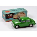 Corgi No. 202m Morris Cowley Saloon in green with silver trim, flat spun hubs and mechanical