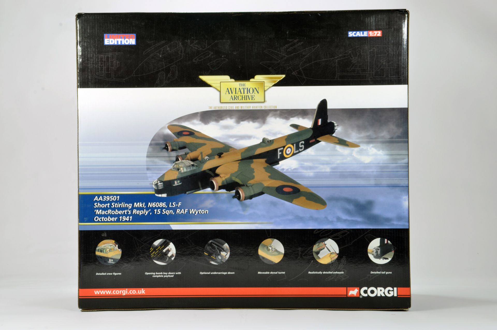 Corgi 1/72 Diecast Aircraft Aviation Archive No. AA39501 Short Stirling MKI. Delicate model