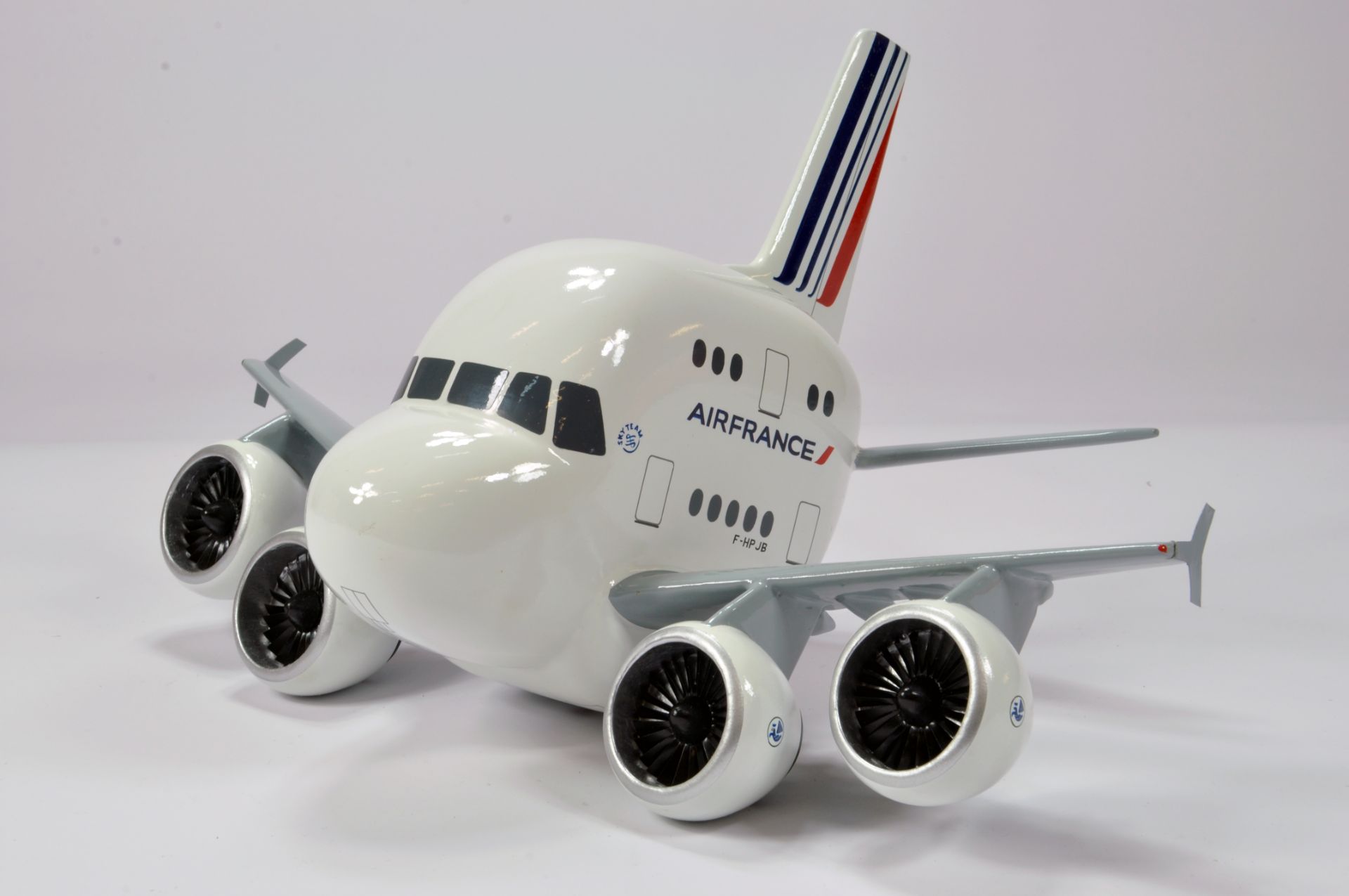 A resin made blown up novelty model of a Air France Airbus A380. Scarce.