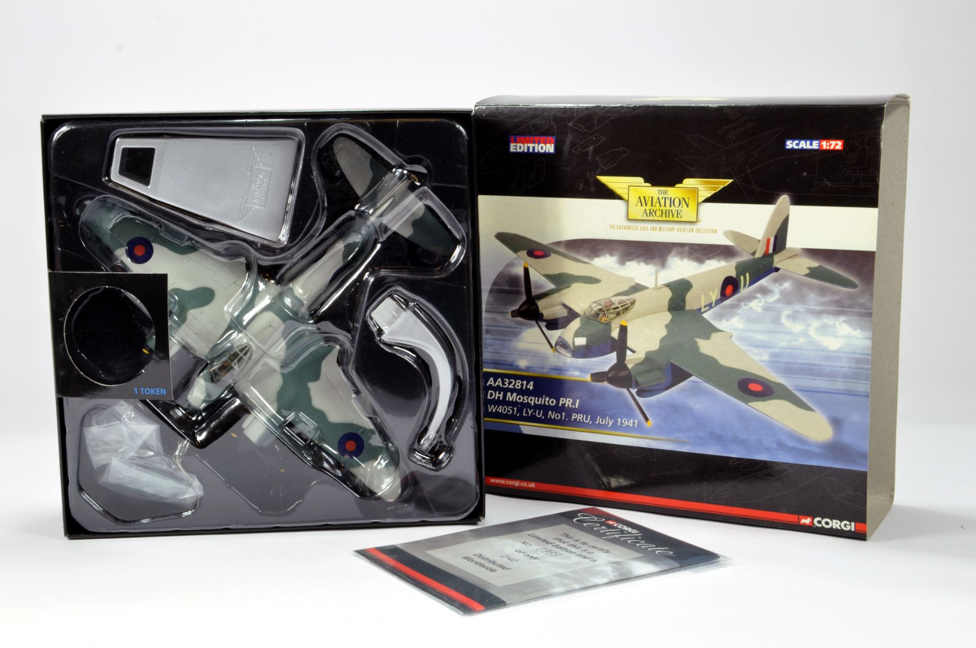 Corgi 1/72 Diecast Aircraft No. AA32814 DH Mosquito. Ex Display but generally VG to E in Box.