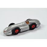 Dinky No. 23e Speed of the Wind racing car with silver body, red ridged hubs with black