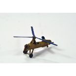 Dinky No. 60f Pre-War Cierva Autogiro in gold with blue trim, blue rotor and steel twin blade