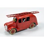 Dinky No. 25h Pre-war Streamlined Fire Engine with red body, ladder, smooth cast hubs with white