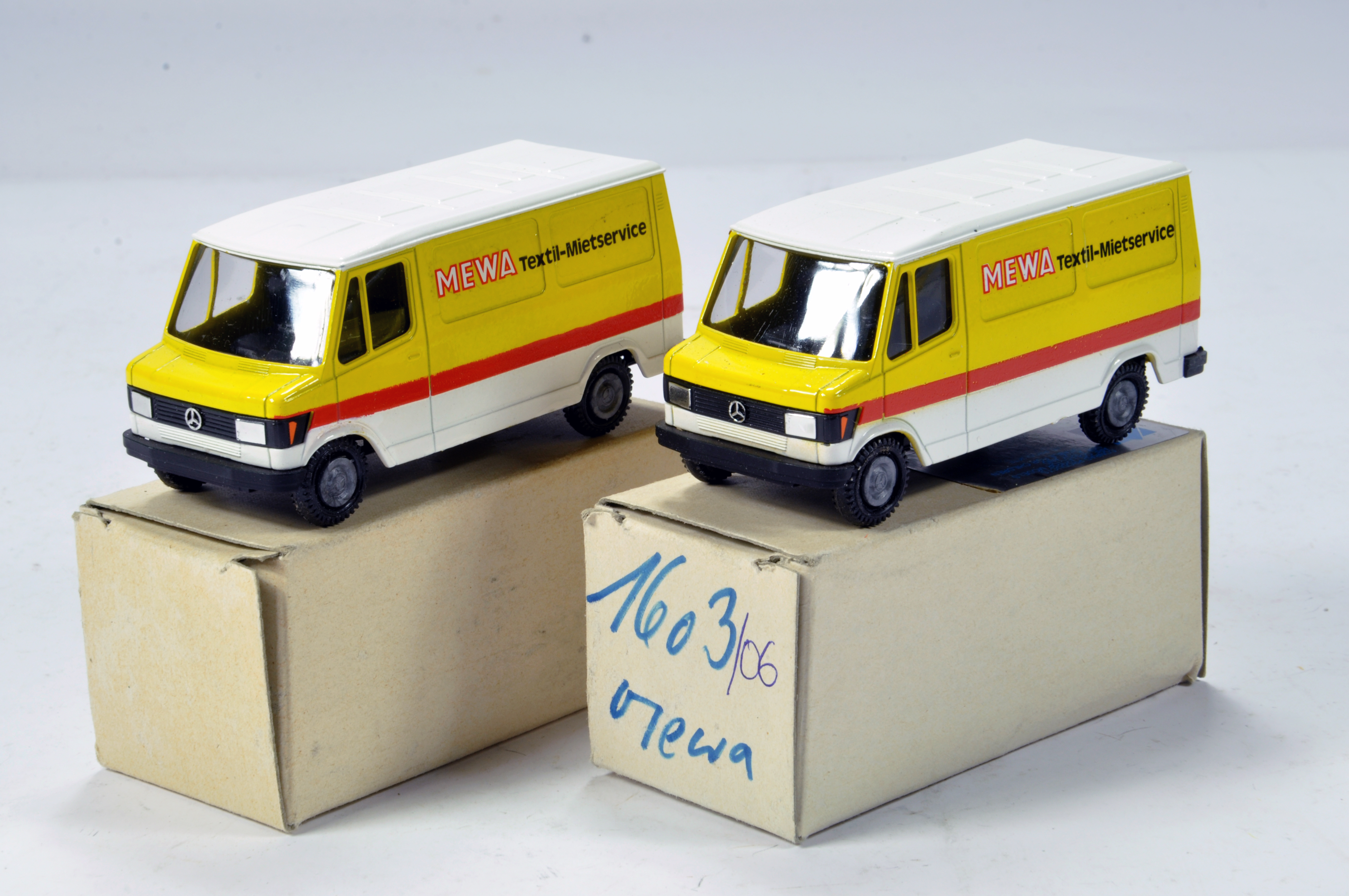 Conrad 1/50 Construction Diecast No. 1603 Mercedes Benz Service Vans. Mewa. Scarce Promotional