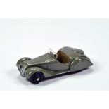 Dinky Toys No. 38a Frazer Nash Sports Car in dark fawn with khaki seats and black ridged hubs,