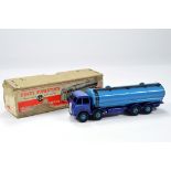 Dinky 504 Foden (1st type) 14-ton Tanker in two-tone blue, blue flashes, ridged hubs with black