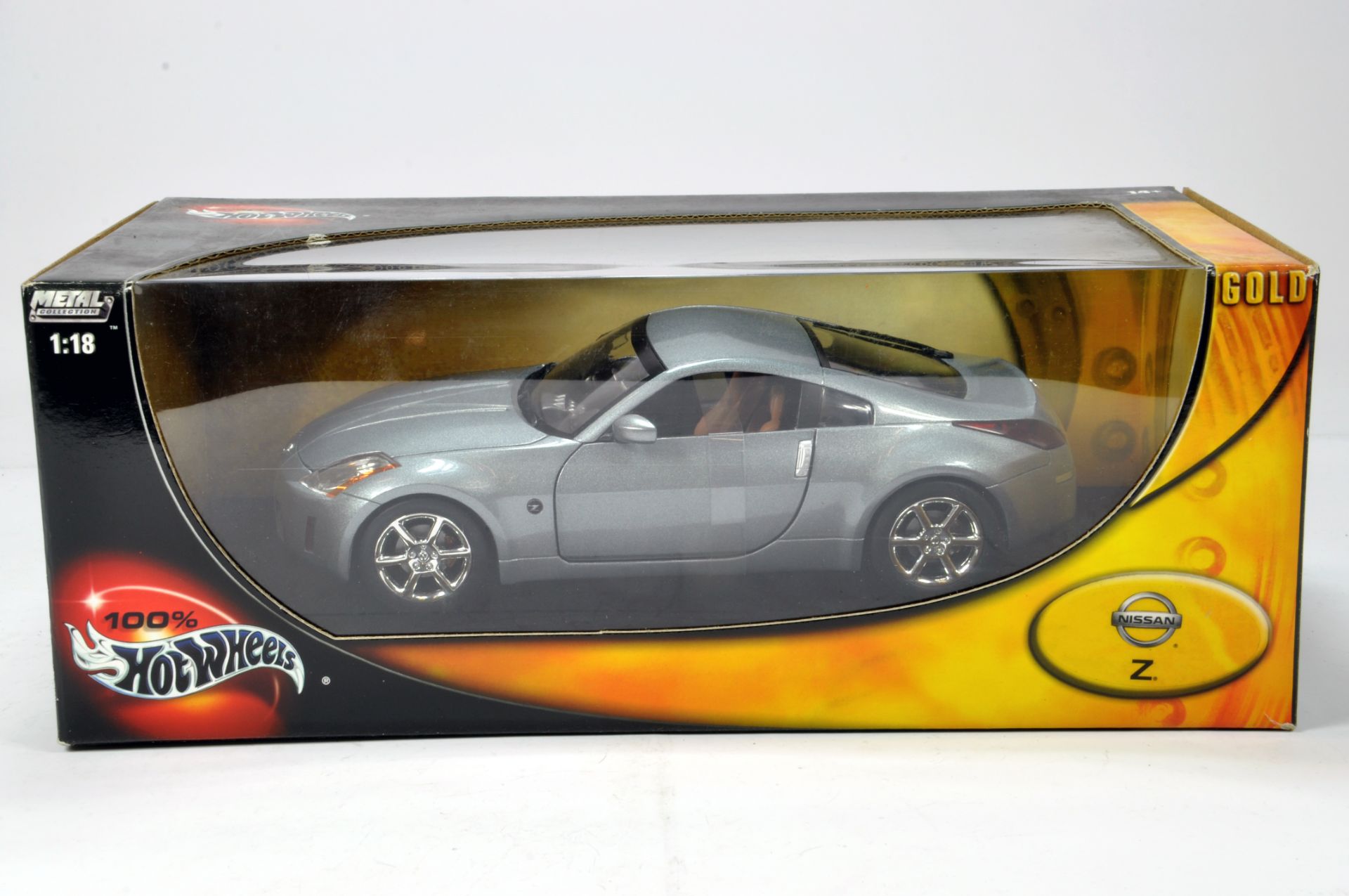 Hotwheels 1/18 diecast Nissan 350Z (Silver) Gold Edition. NM to M in Box.