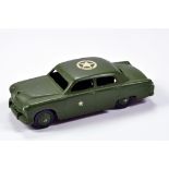Dinky No. 675 Ford Sedan Army Staff Car in military green including ridged hubs with black treaded