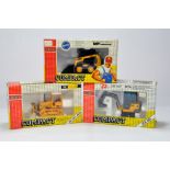 Joal Diecast Trio comprising MF Skid Steer, CAT Bulldozer and JCB Mini Excavator. NM to M in