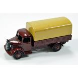 Dinky No. 413/30S Austin Covered Wagon with dark maroon cab and chassis, tan metal tilt and ridged