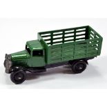 Dinky No. 25F Market Gardeners Lorry with green cab and stake back, black chassis and ridged hubs