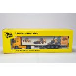 Joal 1/50 Commercial Diecast Truck Issue comprising Mercedes Box Trailer. JCB. NM to M in Box.