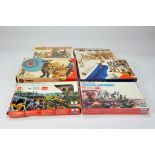 An assortment of early 1/72 Airfix, Asci and Matchbox plastic figures including Cowboys, German