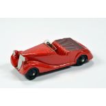 Dinky No. 38B Sunbeam-Talbot Sports with red body and maroon folded hood plus black ridged hubs.