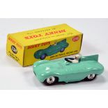 Dinky No. 238 Jaguar Type D Racing Car in turquoise with blue interior and white figure driver
