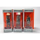 Trio of 5" Pewter Piper Figures. Black Watch x 2 plus Highland Piper. E in Boxes. (3)