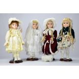 Group of Porcelain Ceramic Dolls complete with stand and boxes. E to NM. (4)