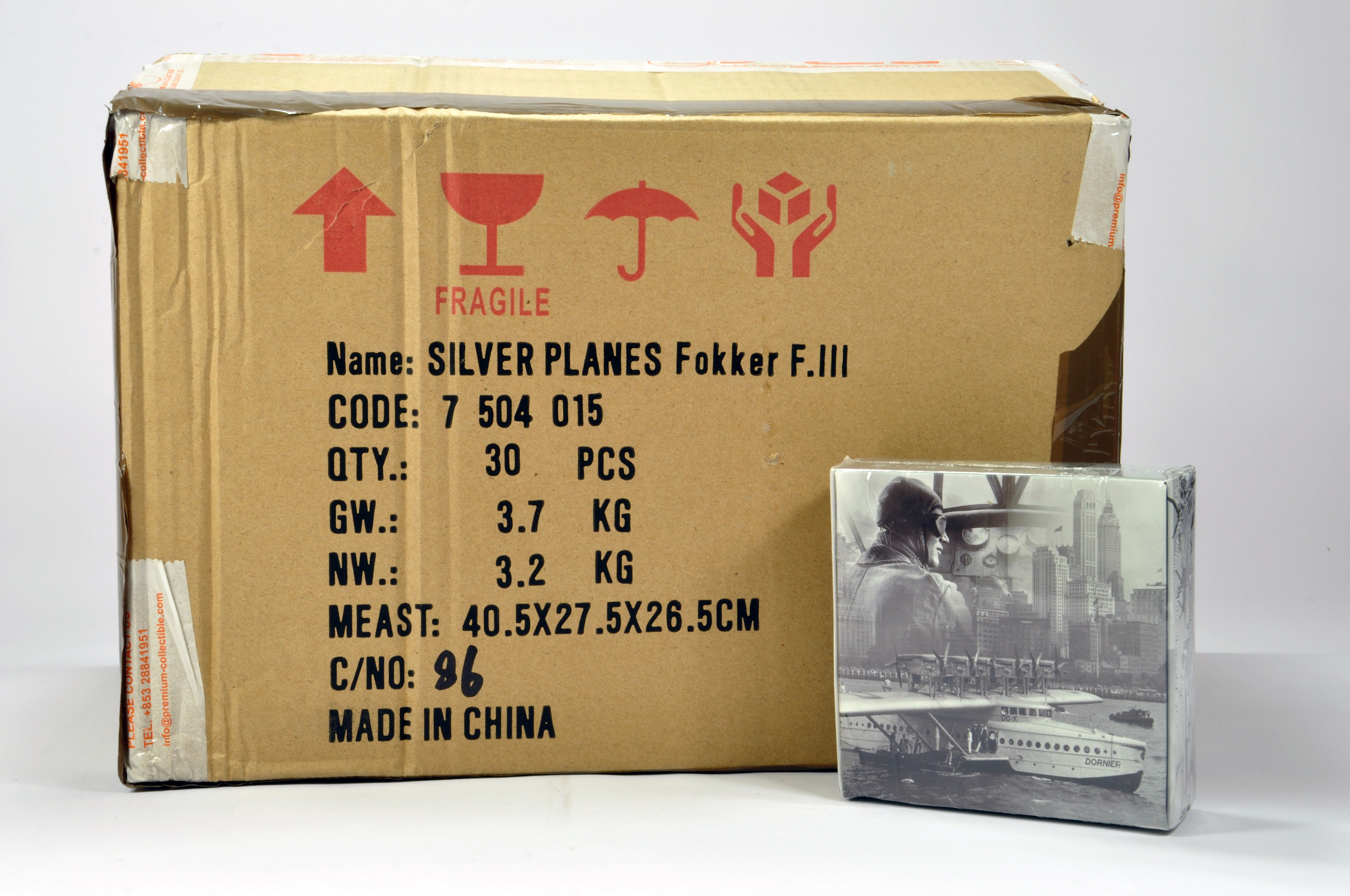 Ex Shop Trade Box of Atlas Limited Edition Silver Planes Silver Plated 1/200 scale Fokker FIII