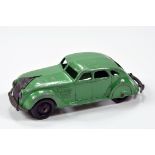 Dinky No. 30A Chrysler Airflow Saloon with green body, black ridged hubs. A nice example which is G.