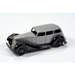 Dinky No. 36A Armstrong Siddeley Saloon with mid grey body, black chassis and ridged hubs. Bright