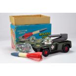 Empire Made Friction Driven Rocket Car with Rocket and Figures. VG to E in G Box.