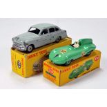 French Dinky No. 24x Ford Vedette in light grey plus No. 236 Connaught Racing Car in Green. F to G
