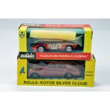 Solidio / Budgie duo of diecast issues comprising Lancia and Rolls Royce. NM to M in VG Boxes. (2)