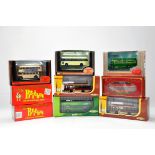 An assortment of various diecast model bus models from various makers including Creative Master, EFE