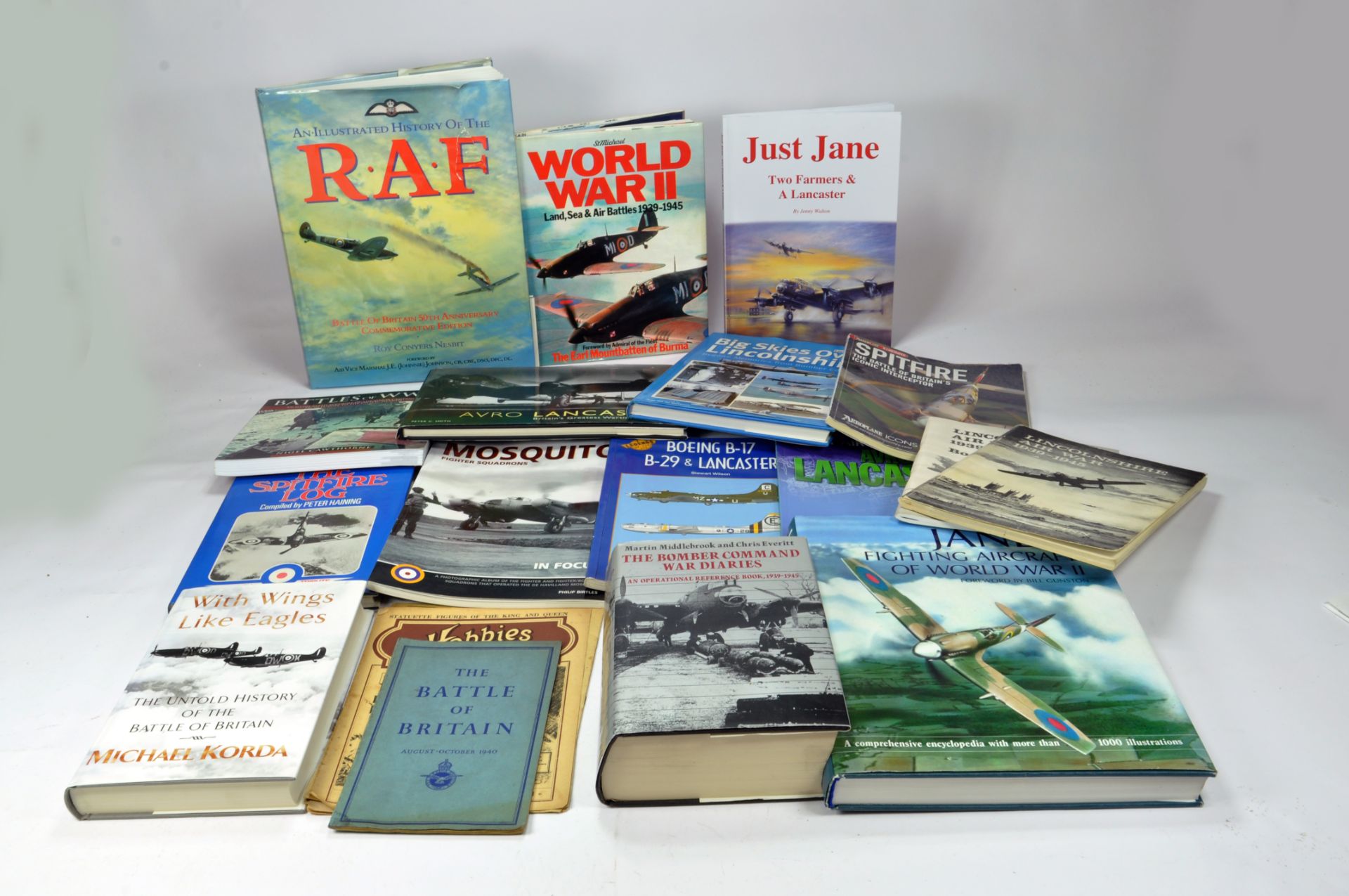 Various reference books relating to aircraft in particular Lancaster and Lincolnshire themed RAF