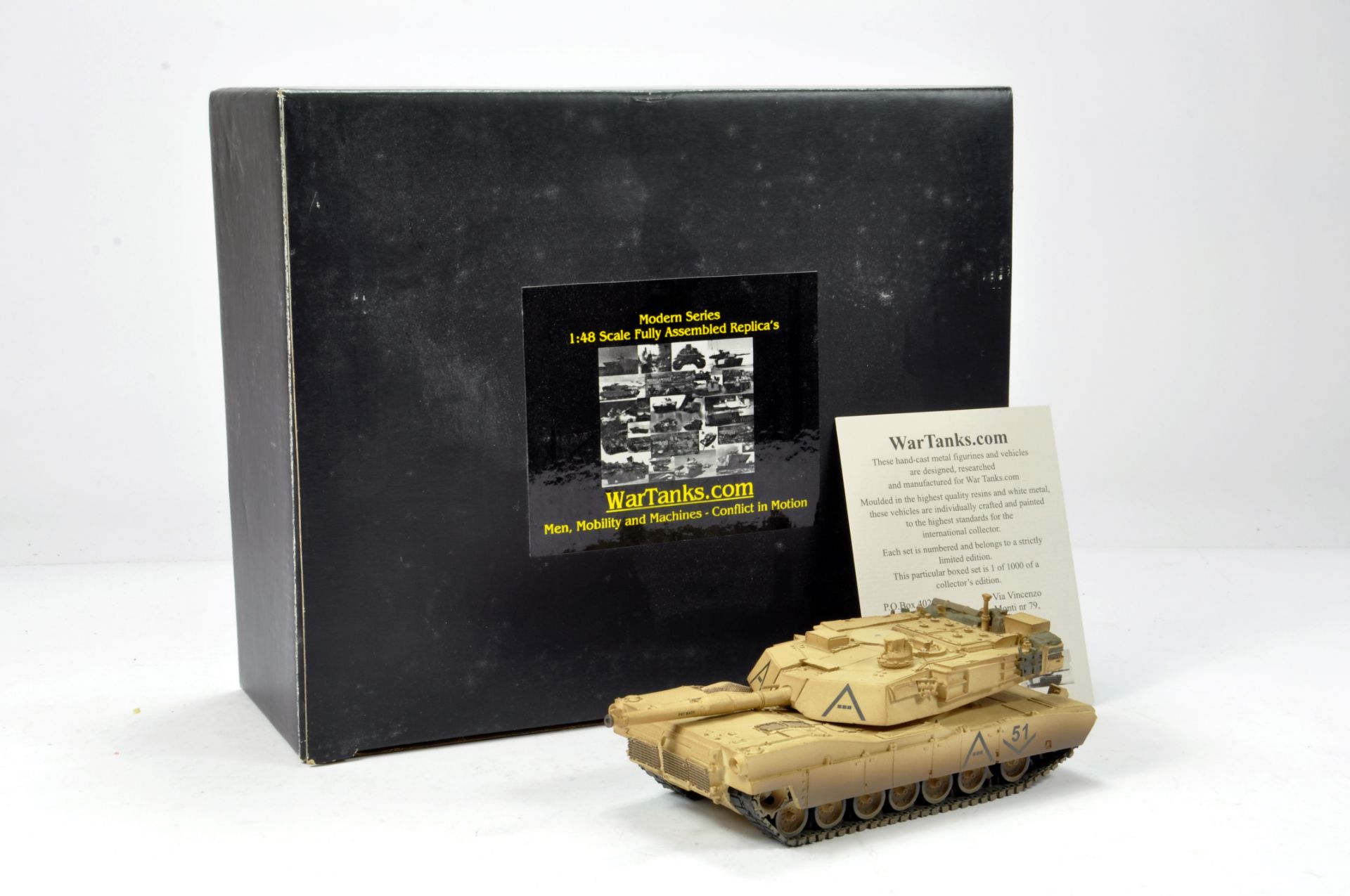 Wartanks.com 1/48 Resin White Metal issue comprising limited edition Road to Bagdad M1A1 Abrams