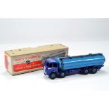 Dinky 504 Foden (1st type) 14-ton Tanker in two-tone blue, silver flashes, ridged hubs with black