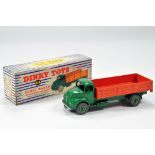 Dinky No. 418 Leyland Comet Wagon with Hinged Tailboard comprising green cab and chassis, burnt