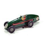 Triang Minic No. 13M Pre-War Racing Car in dark green wuth racing No.3. Plus Key. Generally G to