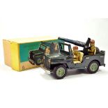 SSS (Japan) Large Scale Tin Plate Military Jeep with AA Gun and Figures. Superb example is E in E