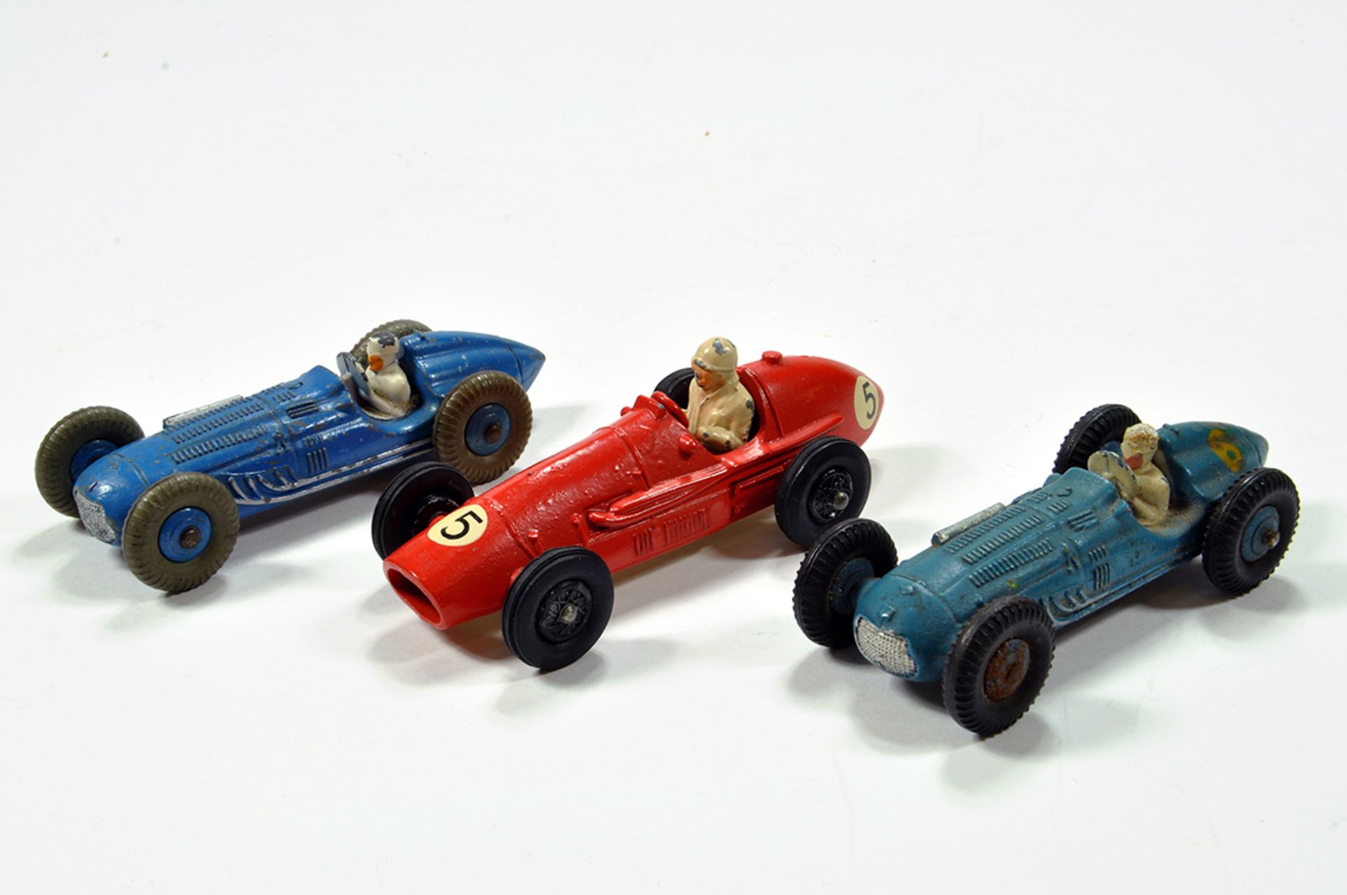 Trio of Diecast Racing Cars including Crescent and Dinky Issues. Generally G to VG.
