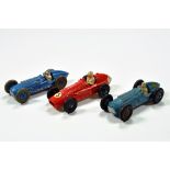 Trio of Diecast Racing Cars including Crescent and Dinky Issues. Generally G to VG.