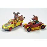 Corgi TV Related pair comprising Basil Brush Car and Magic Roundabout Citroen with figures. G to VG.