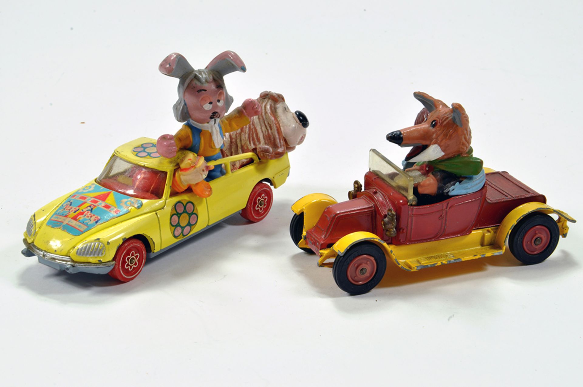 Corgi TV Related pair comprising Basil Brush Car and Magic Roundabout Citroen with figures. G to VG.