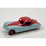 Dinky No. 157 Jaguar XK120 Coupe in two-tone turquoise/cerise. Lovely example is E to NM.
