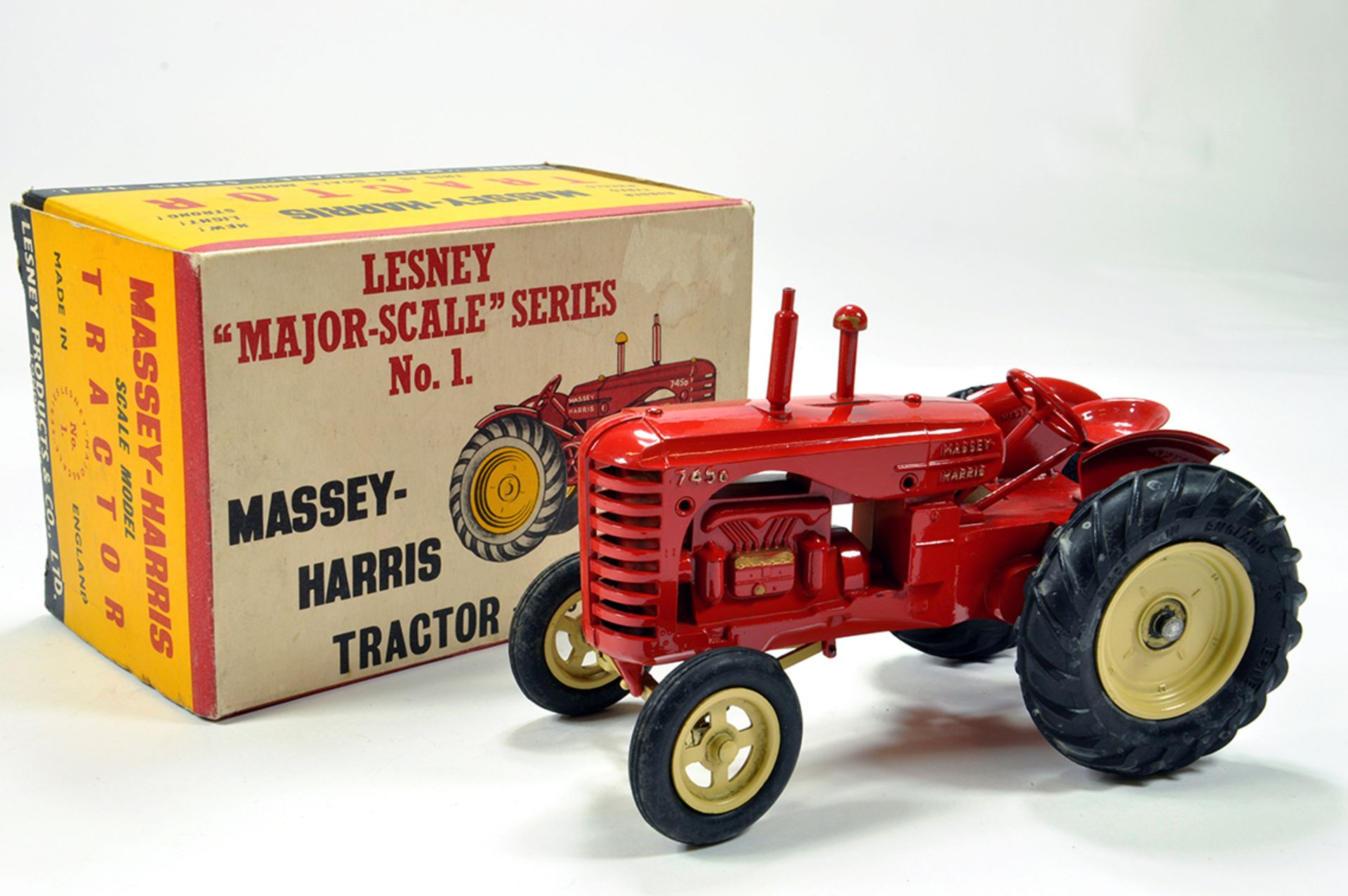 Lesney Major Scale No. 1 (Large Scale) Massey Harris 745D Tractor. Superb Example in Red with Gold