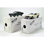 Danbury Mint 1/24 Scale Diecast duo issue comprising High Detail 1968 Ford Mustang and 1969 Ford