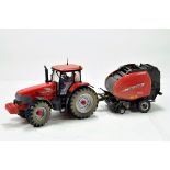 Universal Hobbies 1/32 Farm Issue comprising McCormick ZTX Tractor and MF 720V Baler. Models have