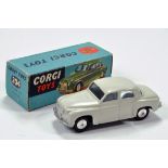 Corgi No. 204 Rover 90 Saloon in pale grey with Spun Hubs. E to NM in VG Box.