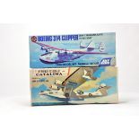 Duo of plastic aircraft kits comprising Airfix Boeing 314 Clipper plus Catalina. Vendor advises