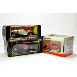Burago Diecast 1/18 scale comprising duo of Mercedes SSK's and 1/24 Porsche 911. E in Boxes.