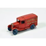 Dinky No. 28L Pre-war Delivery Van Crawford's. Bright red with gold lettering with black outline