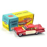 Corgi No. 439 Chevrolet Fire Chief Car in red. Unapplied Decal. E to NM in VG to E Box.