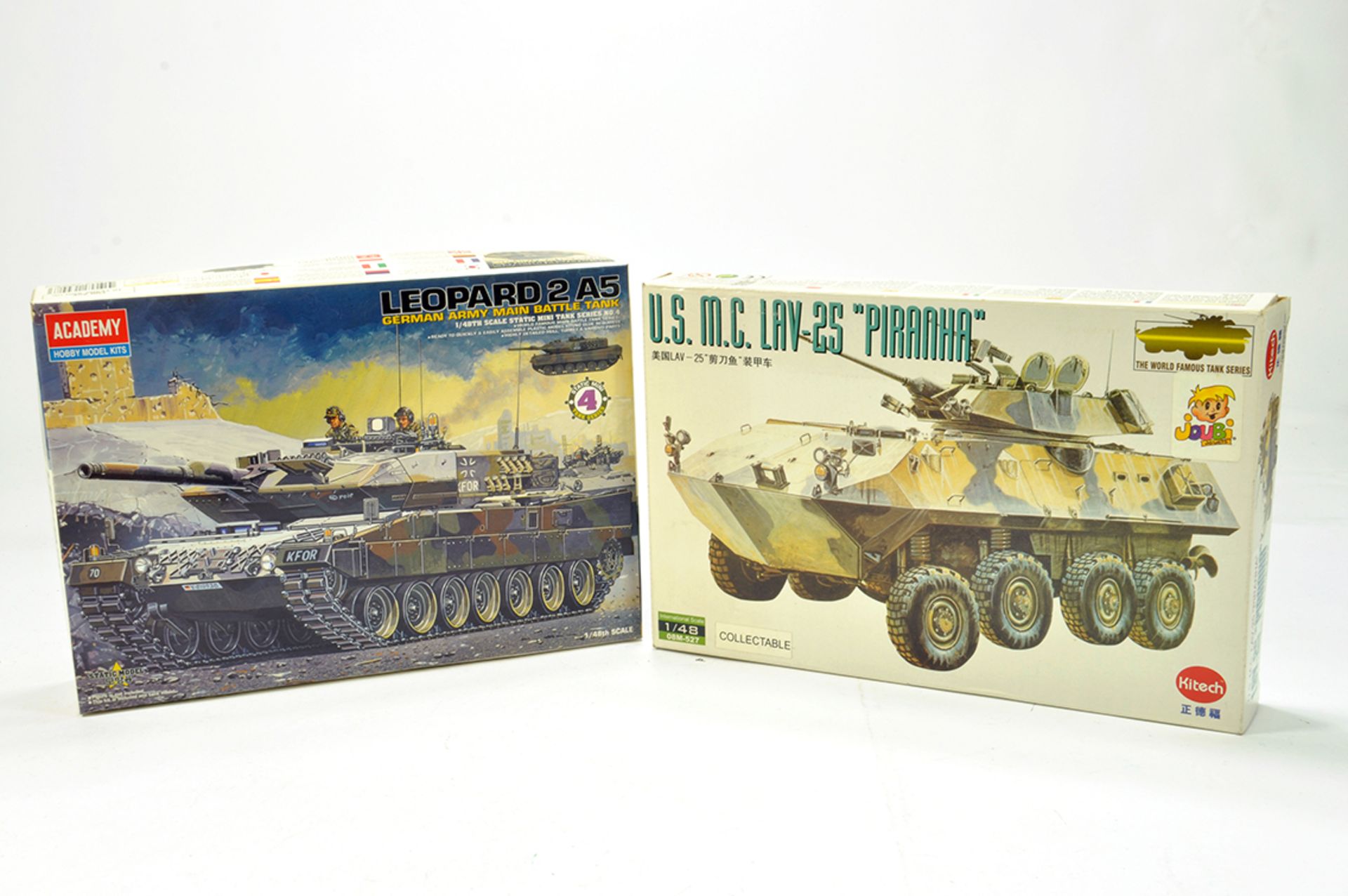 Duo of Plastic Model Kits comprising Academy Leopard Germany Army Battle Tank plus Hitech US MC