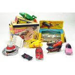 Misc TV Related Toy group to include Corgi including Chitty Chitty Bang Bang, Thunderbird 2 Clock