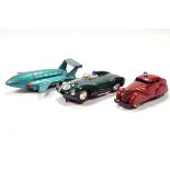 Trio of old toys comprising Dinky Thunderbird, Scalextric and Tinplate issue. F to G. (3)
